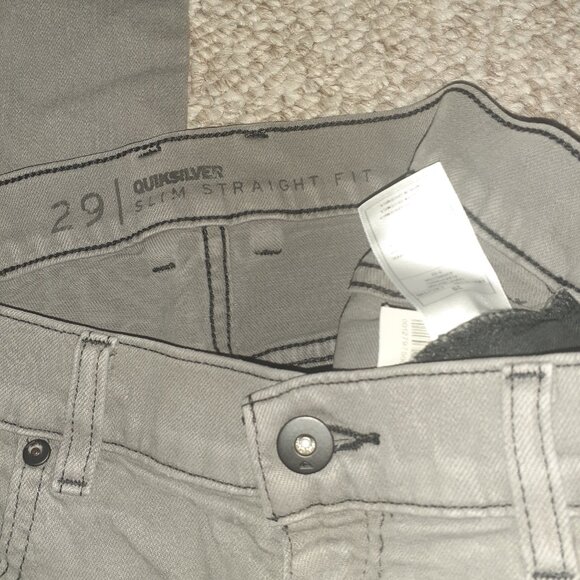 QUICKSILVER SLIM STRAIGHT FIT JEANS GRAY DENIM PANTS STRETCH SKATER-MENS SIZE 29 - Picture 3 of 5